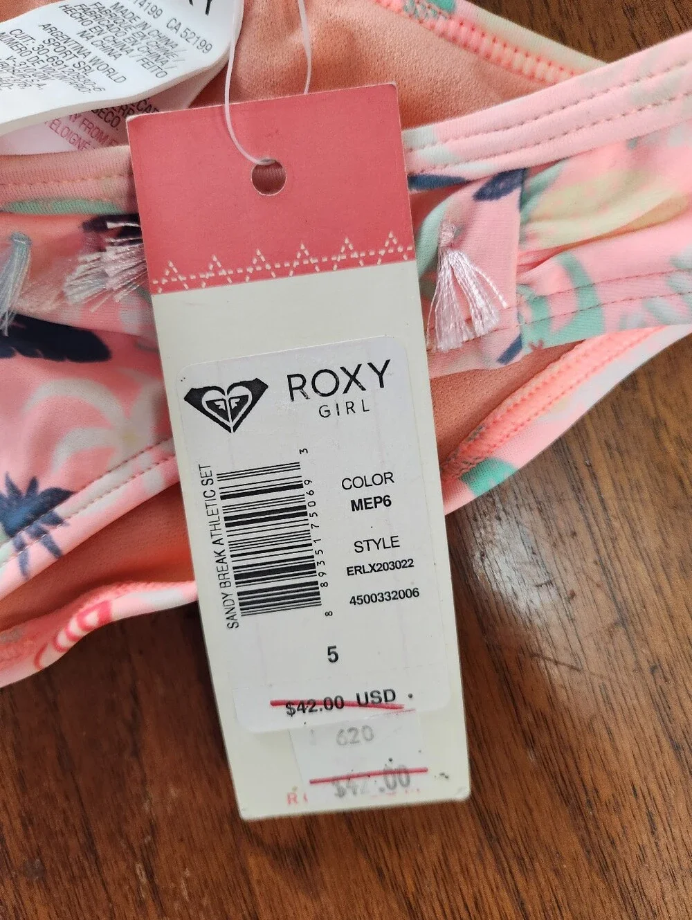 Roxy Pink Tropical Fringe Girls Two-Piece Swim Set